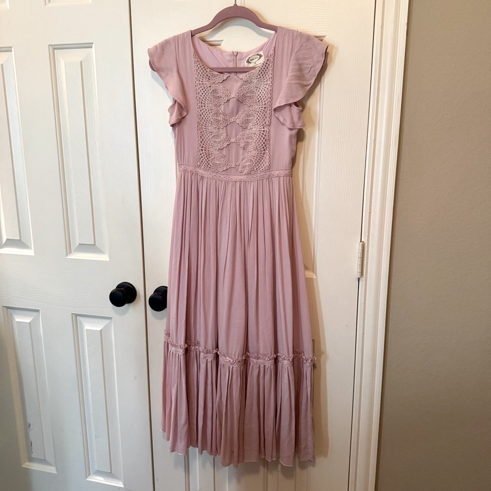 Joyfolie Pink Ruffled Tiered Sundress